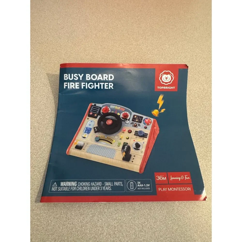 TOP BRIGHT Busy Board Fire Fighter Montessori Toddler Activity Sensory Toy New